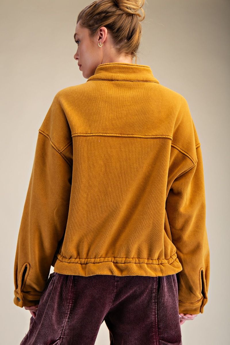 EASEL Washed Zip Up Bomber Jacket