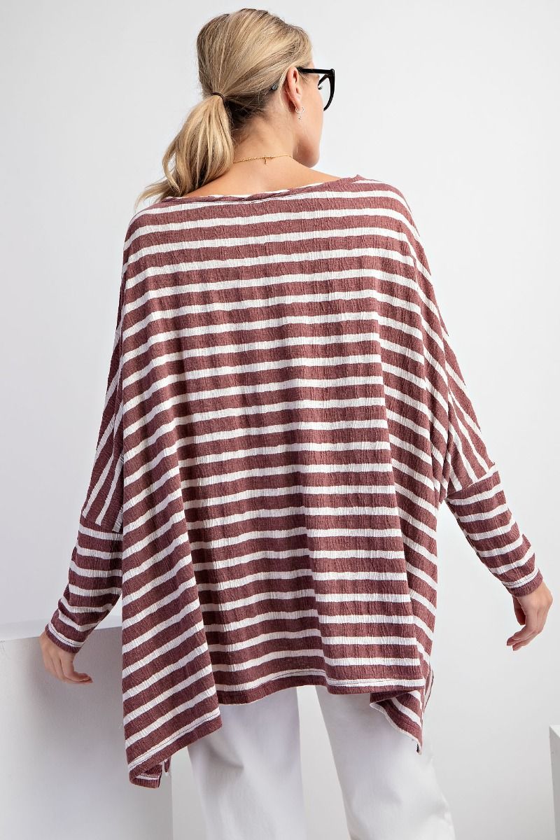 EASEL Plus Striped Oversized Top