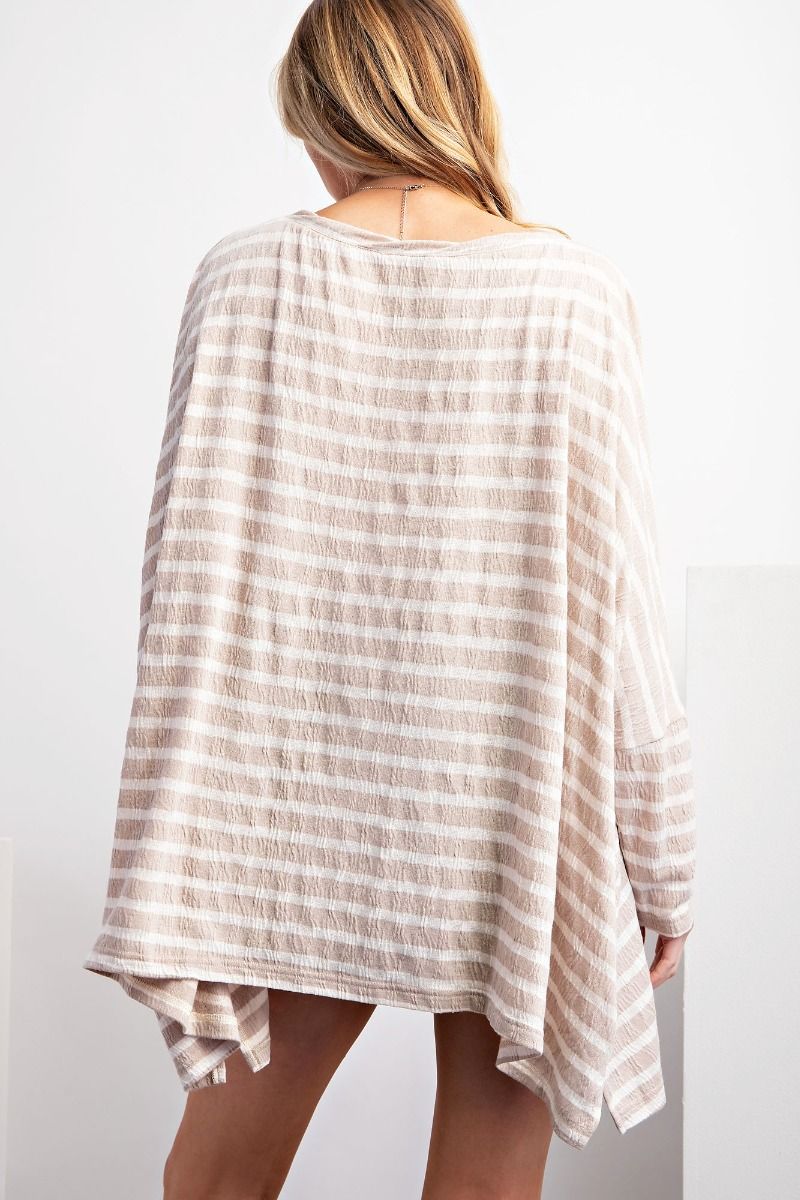 EASEL Plus Striped Oversized Top
