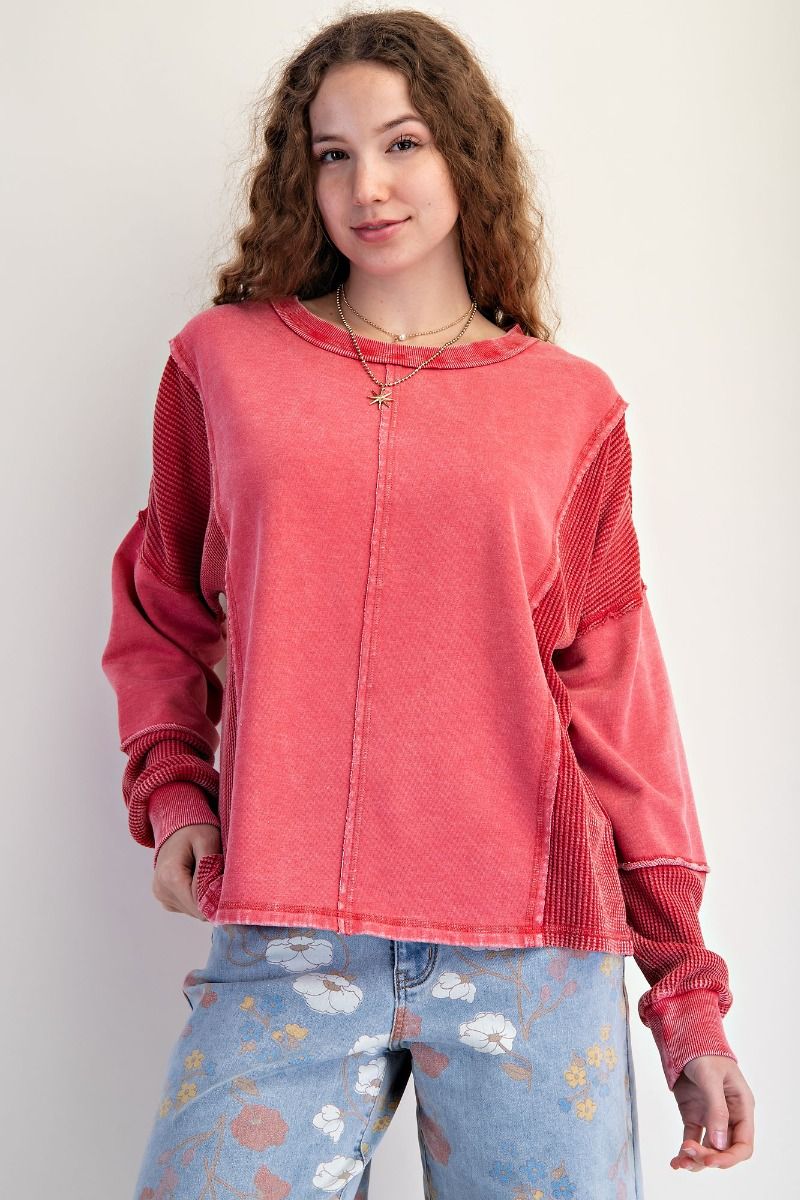 EASEL Plus Thermal Mix Washed Terry Pullover
