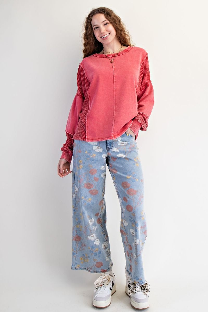 EASEL Plus Thermal Mix Washed Terry Pullover