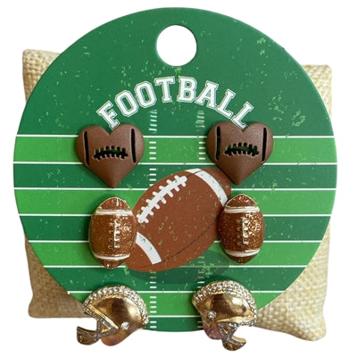 DMC Football 3 Pair Stud Earrings