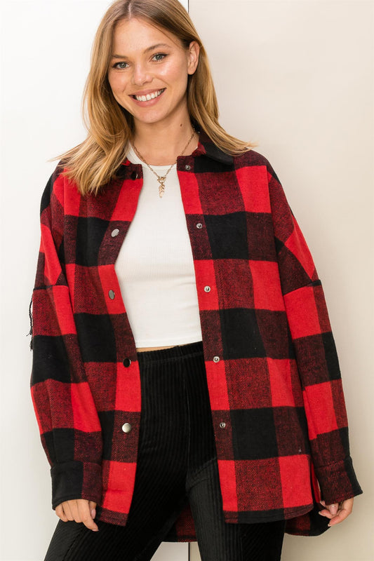 HYFVE Give Love Buffalo Plaid Shacket