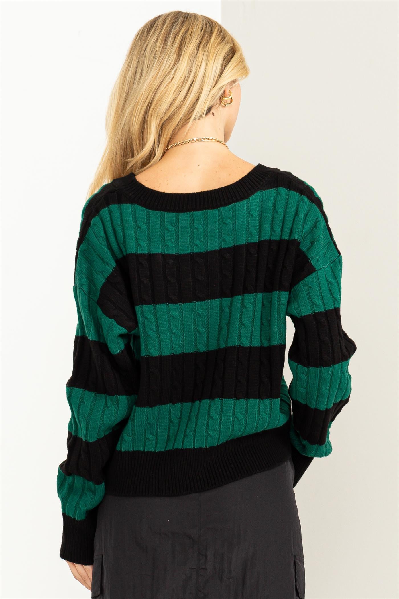 HYFVE Striped Cable Knit Sweater