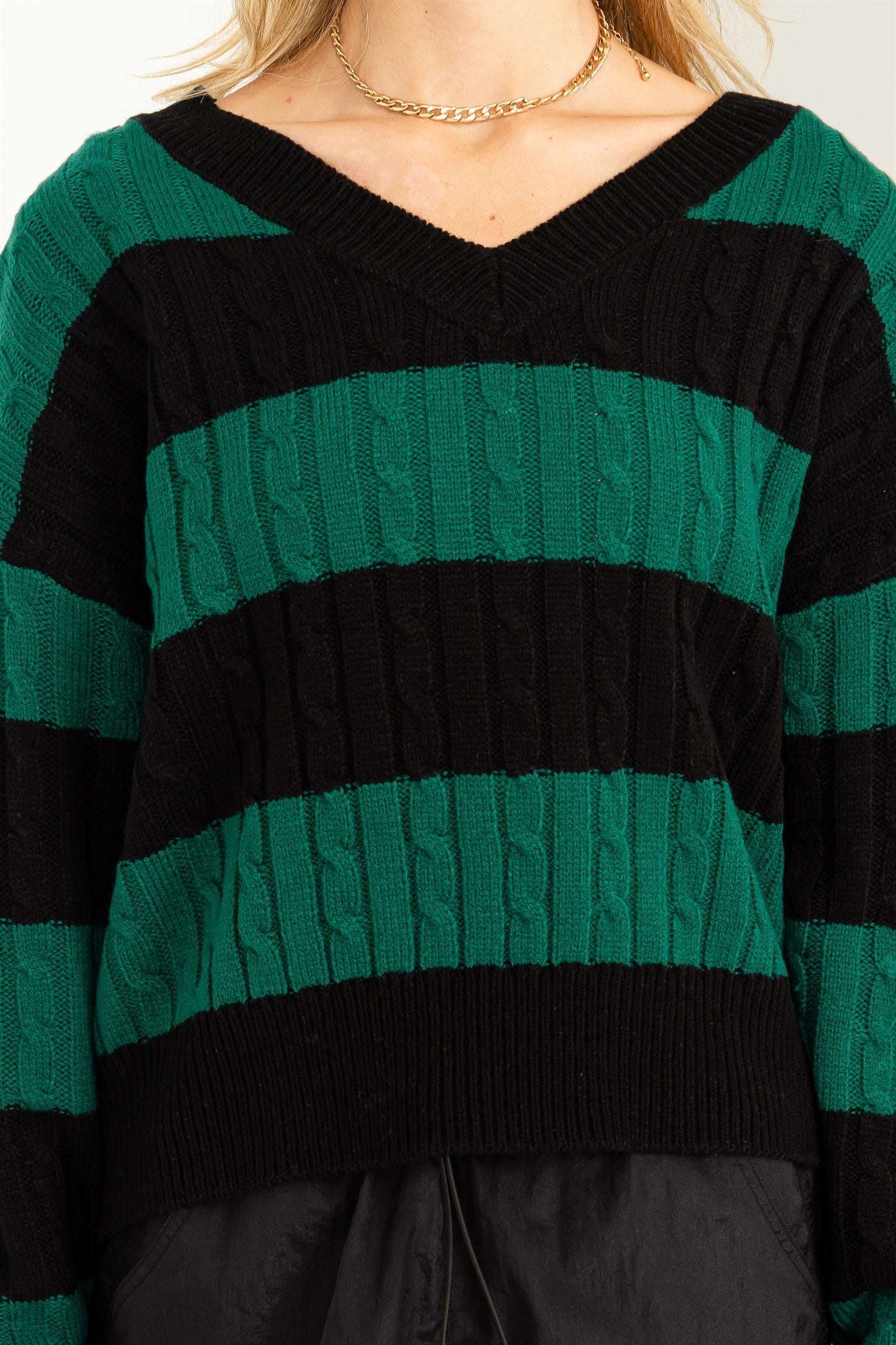 HYFVE Striped Cable Knit Sweater