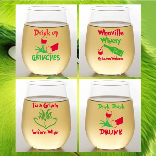 WINE-OH  Unbreakable Tritan Plastic Wine Glasses 4 PACK