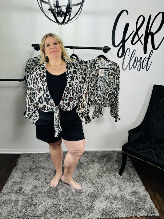 GIGIO Plus Leopard Print Cardigan