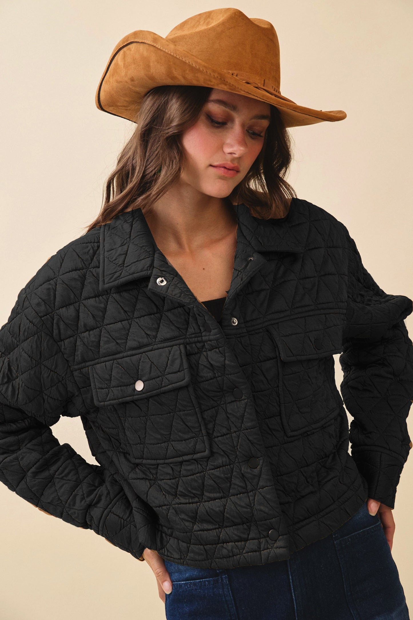 LOVLOV Quilted Collared Jacket
