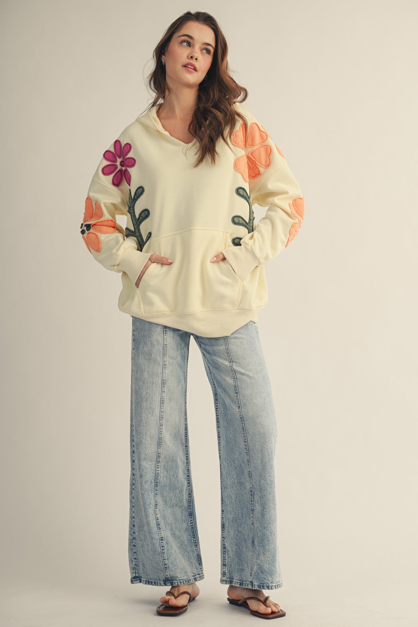 LOVLOV Artisan Bloom Patch Oversized Hoodie