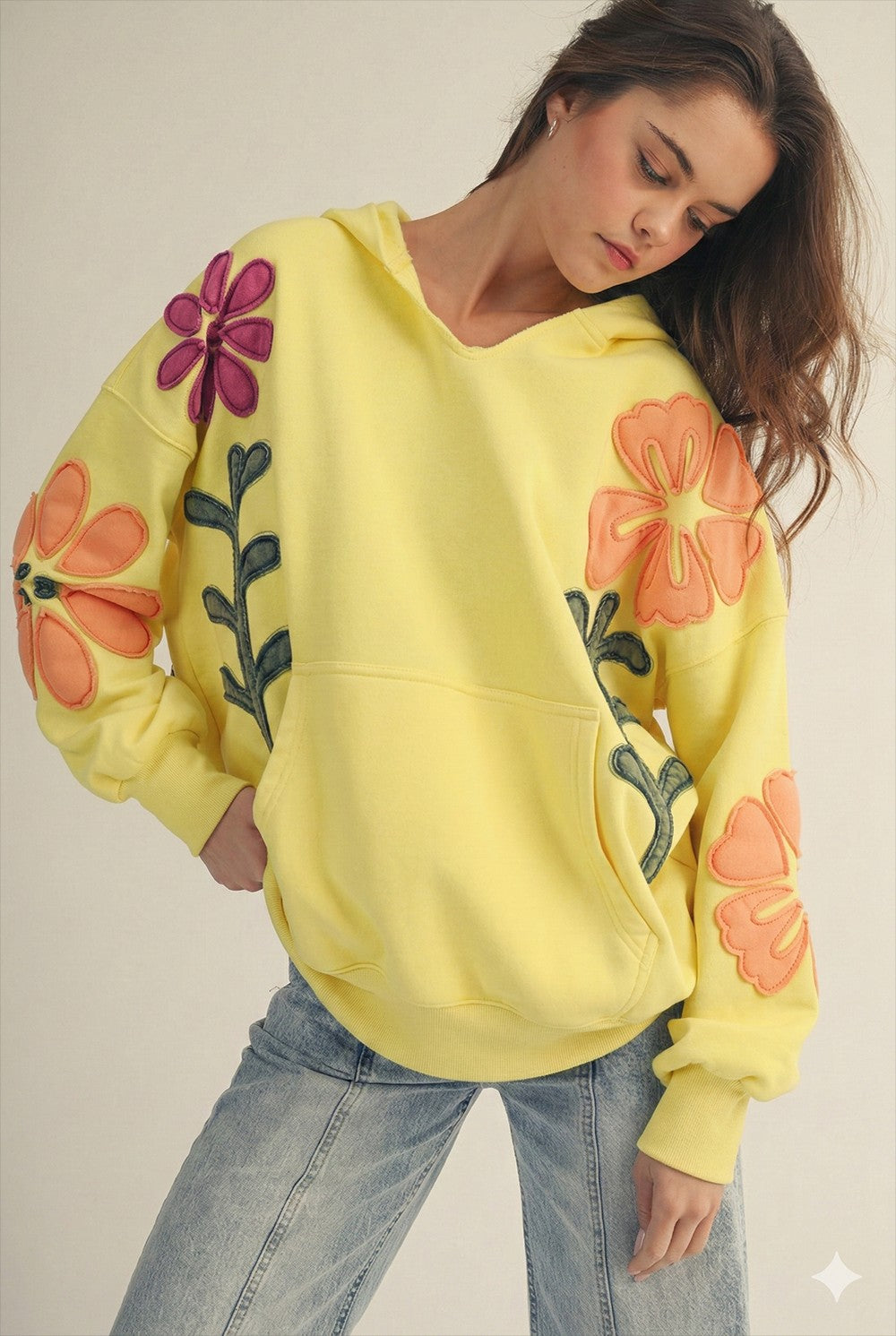 LOVLOV Artisan Bloom Patch Oversized Hoodie
