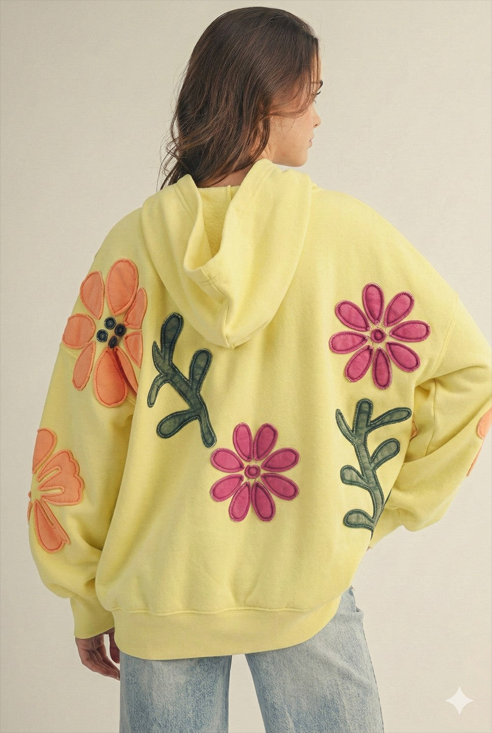 LOVLOV Artisan Bloom Patch Oversized Hoodie