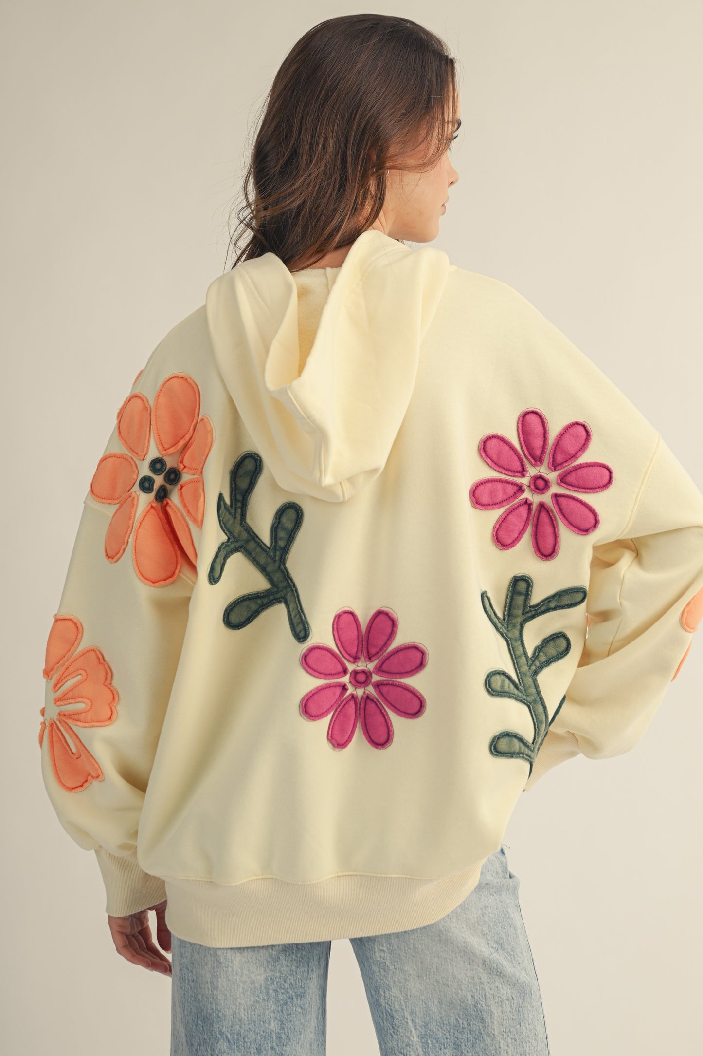 LOVLOV Artisan Bloom Patch Oversized Hoodie