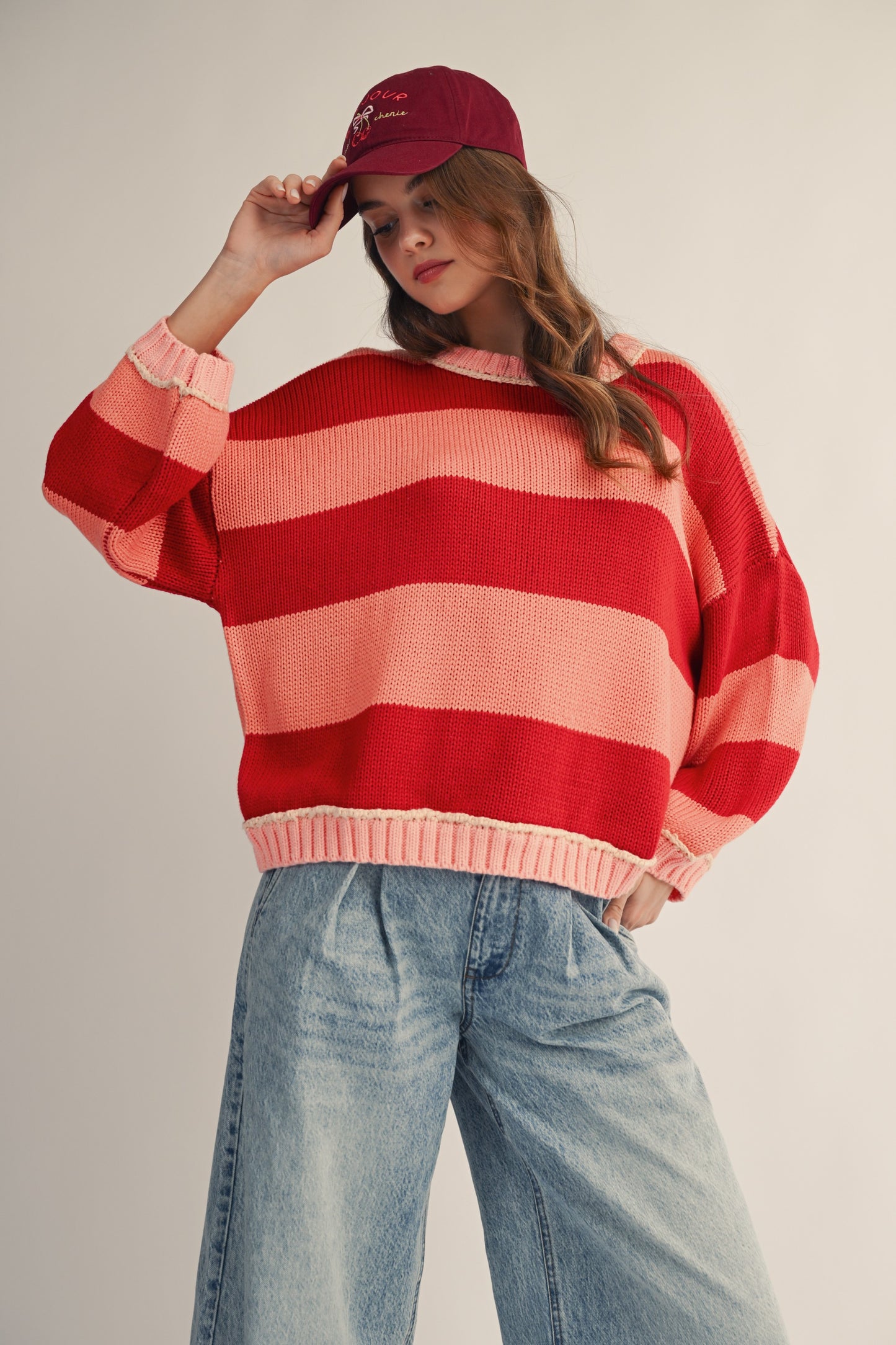 LOVLOV Ribbed Sunset Stripe Sweater