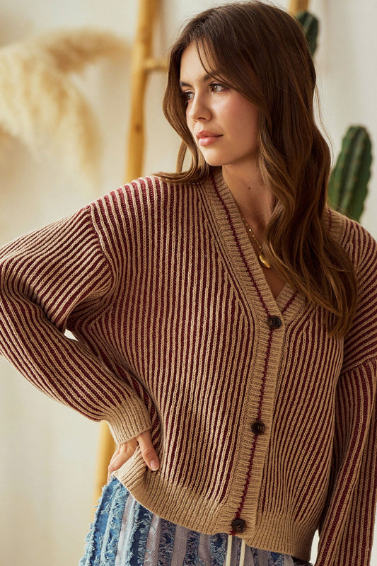 LOVLOV Vintage Striped Cardigan