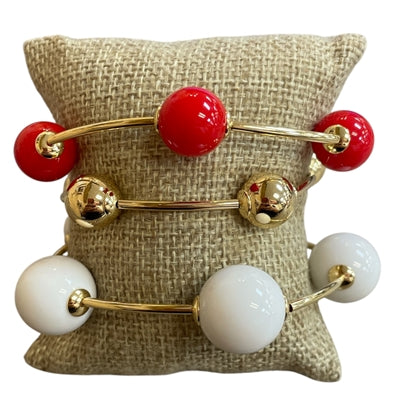 DMC Red White Gold Acrylic Bracelet Set