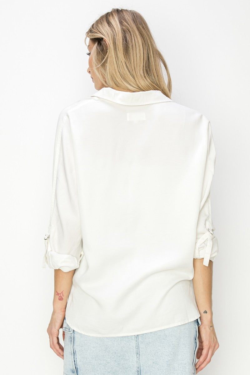 RISEN Cream Oversized Tencel Shirt