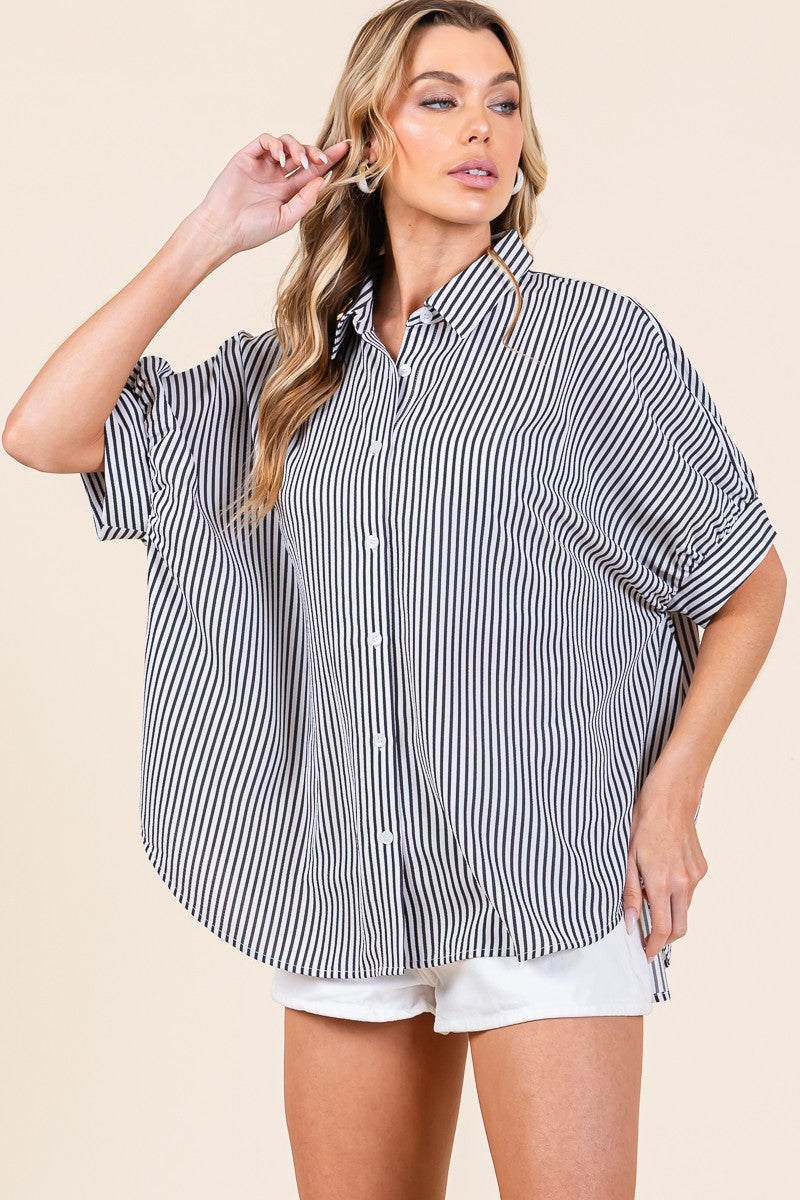 SEWN+SEEN Oversized Short Sleeve Button Down Shirt