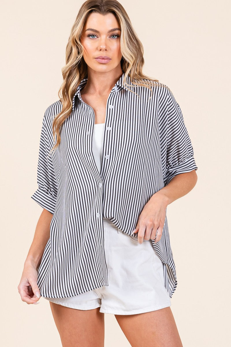SEWN+SEEN Oversized Short Sleeve Button Down Shirt