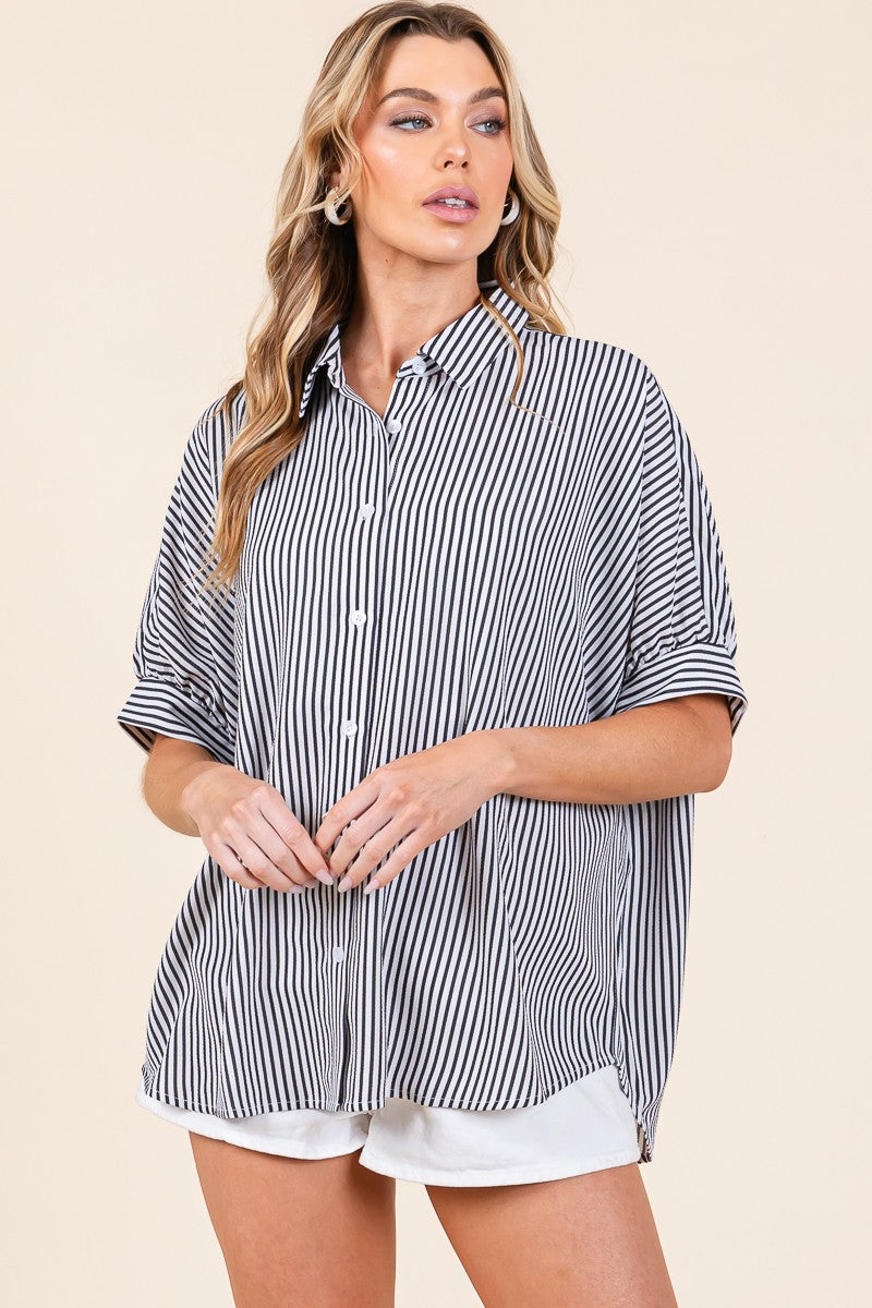 SEWN+SEEN Oversized Short Sleeve Button Down Shirt