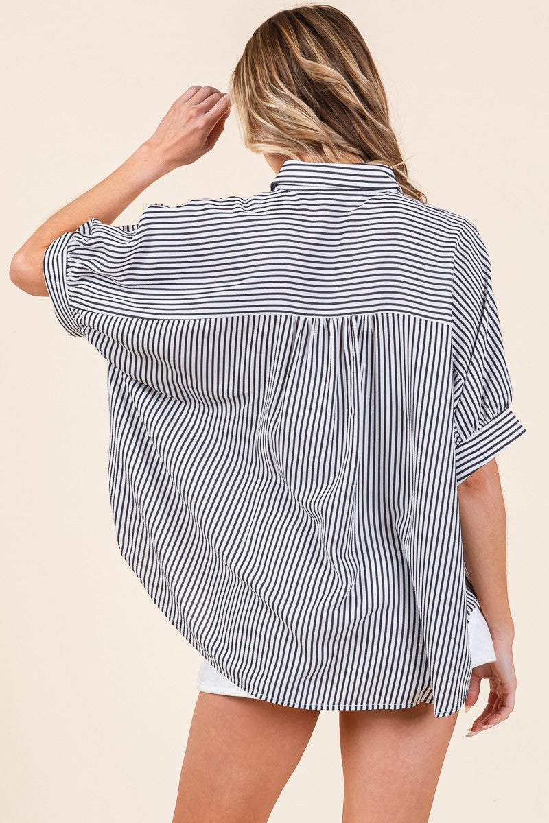 SEWN+SEEN Oversized Short Sleeve Button Down Shirt