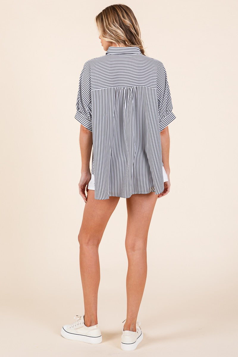SEWN+SEEN Oversized Short Sleeve Button Down Shirt