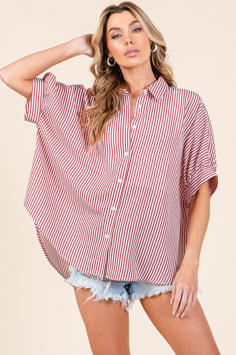 SEWN+SEEN Oversized Short Sleeve Button Down Shirt
