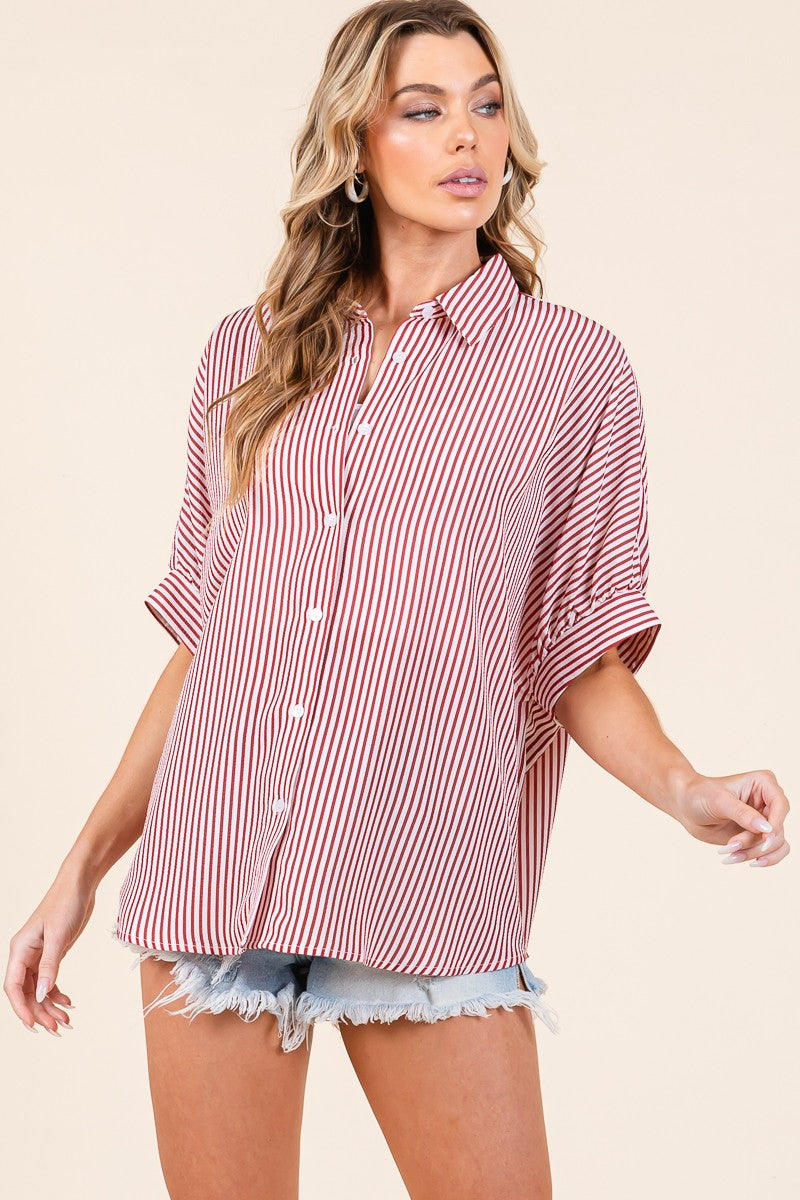 SEWN+SEEN Oversized Short Sleeve Button Down Shirt