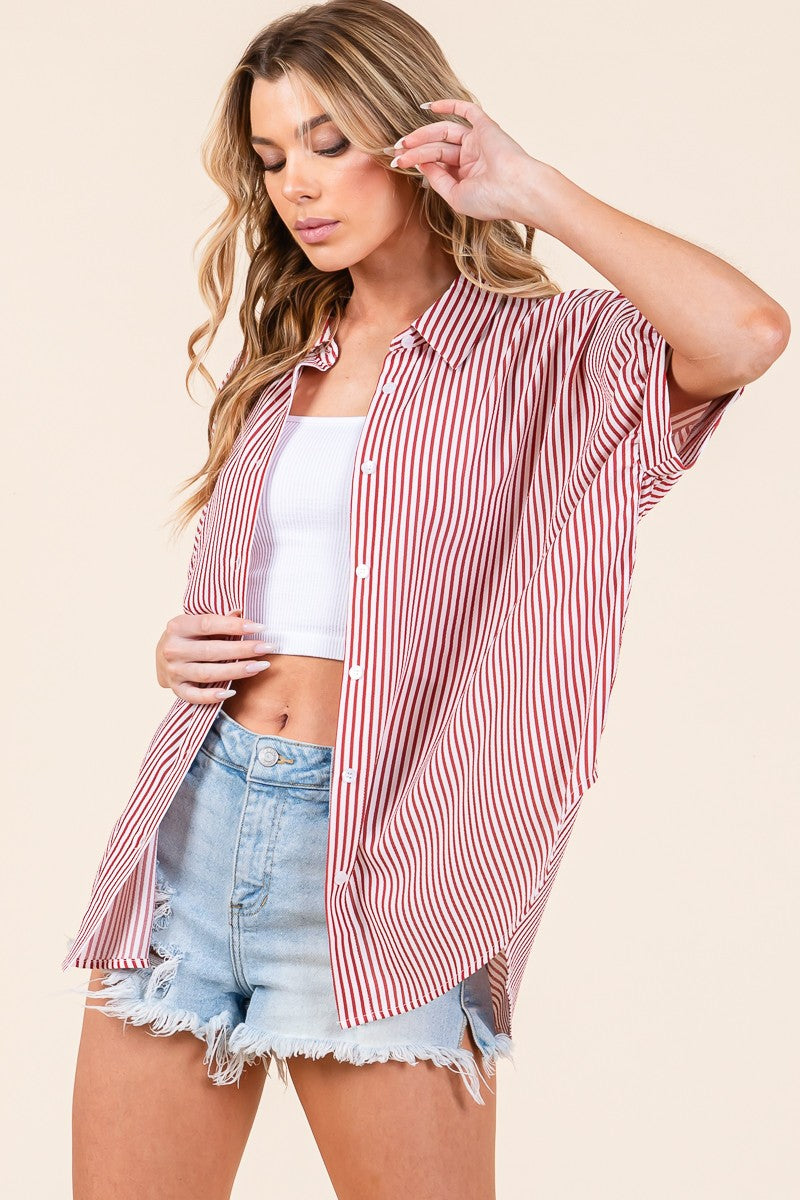 SEWN+SEEN Oversized Short Sleeve Button Down Shirt