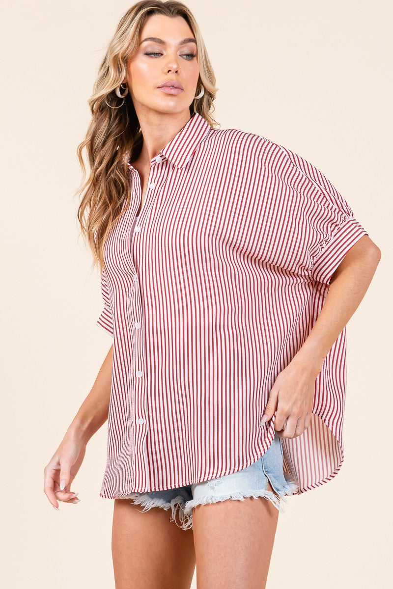 SEWN+SEEN Oversized Short Sleeve Button Down Shirt