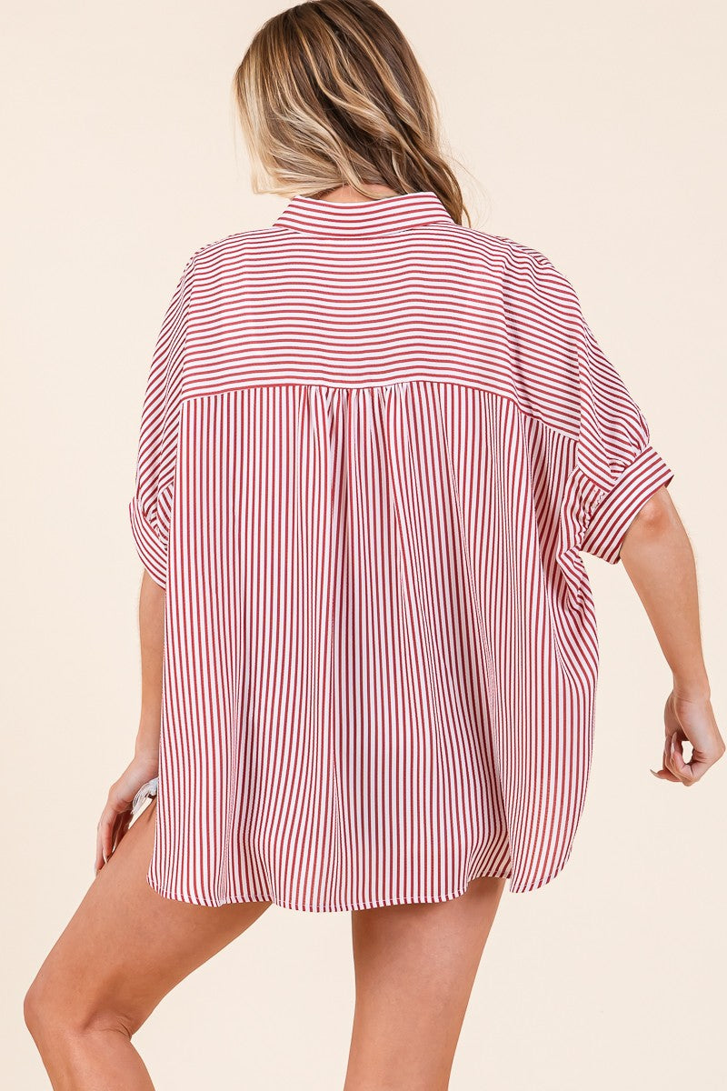 SEWN+SEEN Oversized Short Sleeve Button Down Shirt