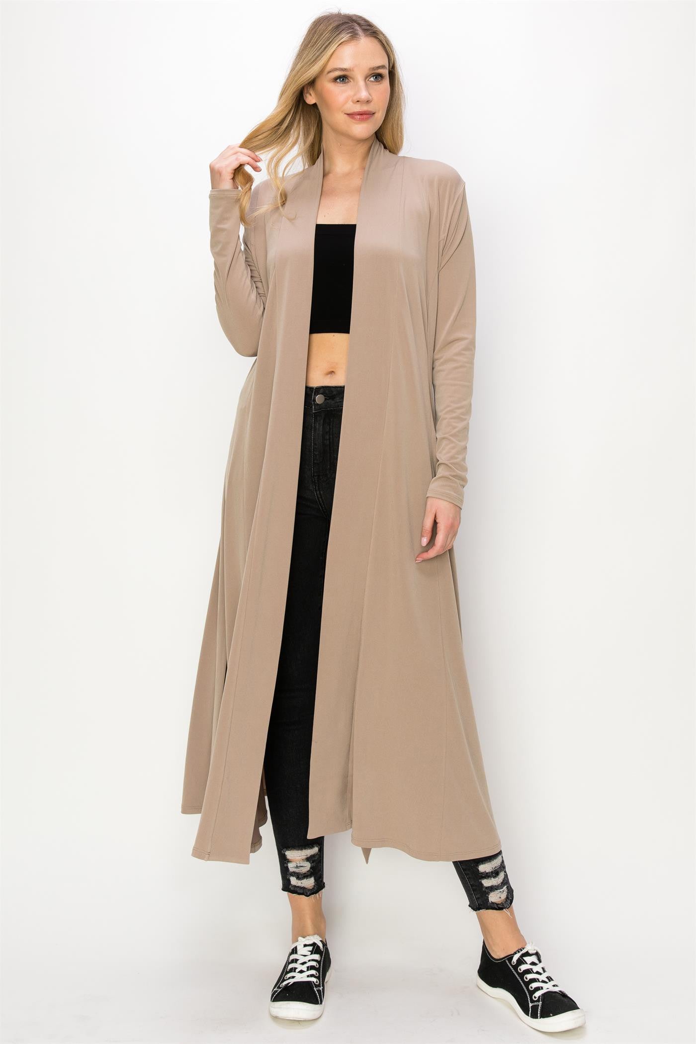 HYFVE Open Front Longline Belted Cardigan