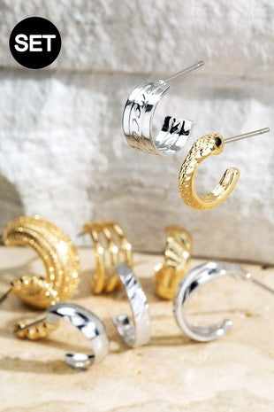 URBANISTA Set of 9 Assorted Textured Hoop Earrings