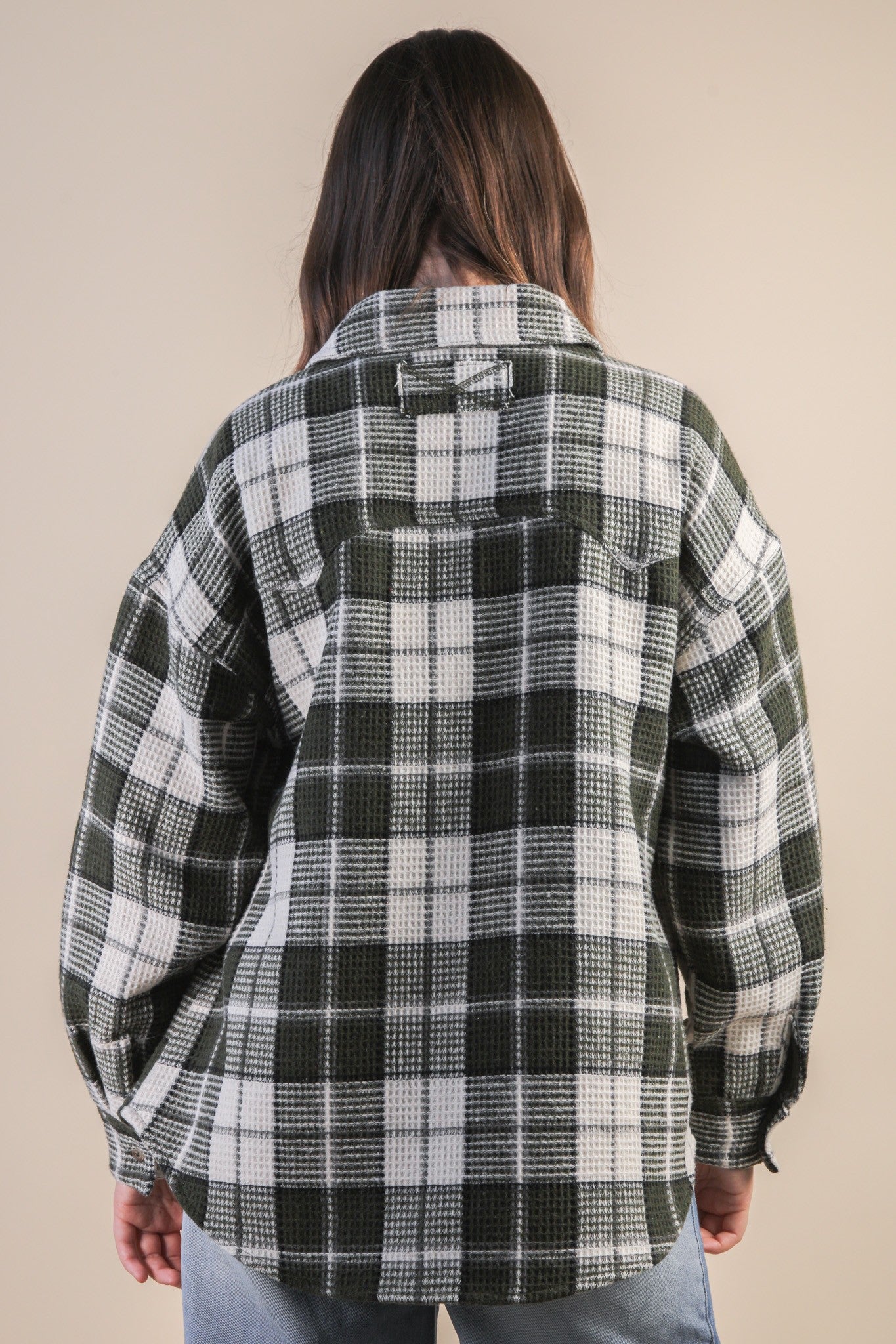 VERY J Oversized Checkered Flannel Shacket Jacket
