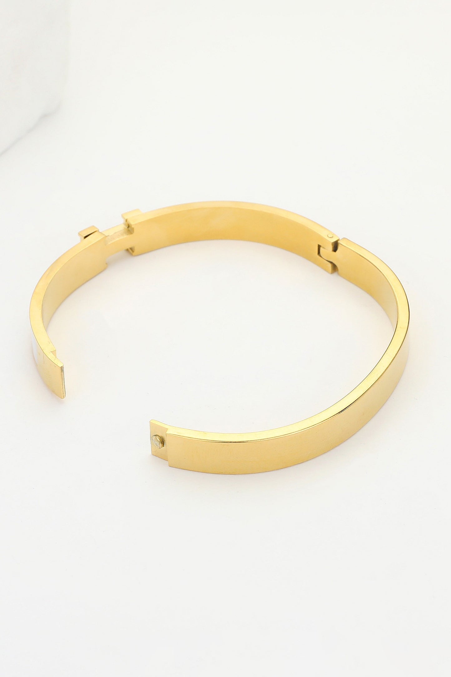 WONA Stainless Steel Monogram H Enamel Hinged Bracelet