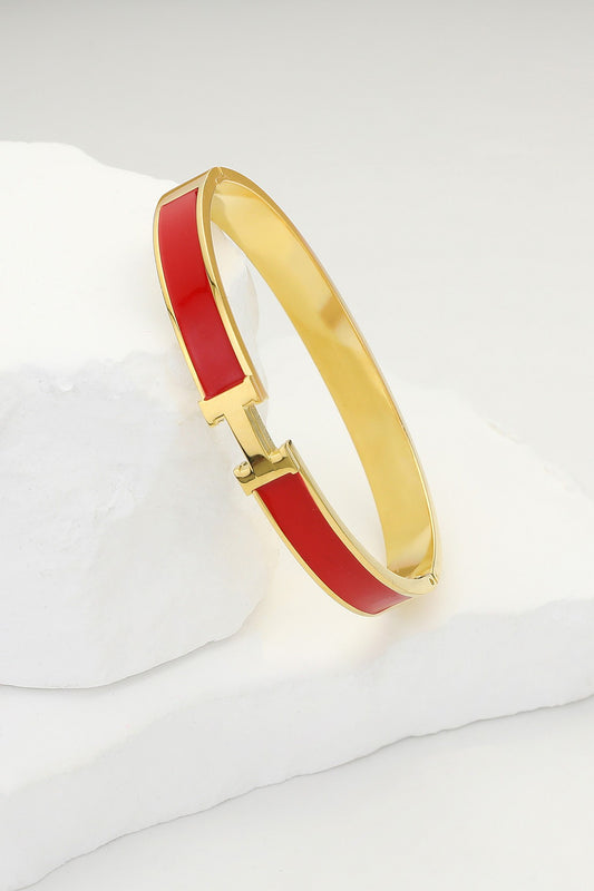 WONA Stainless Steel Monogram H Enamel Hinged Bracelet