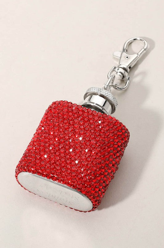WONA Bling Studded Stainless Steel Mini Flask Bag Charm