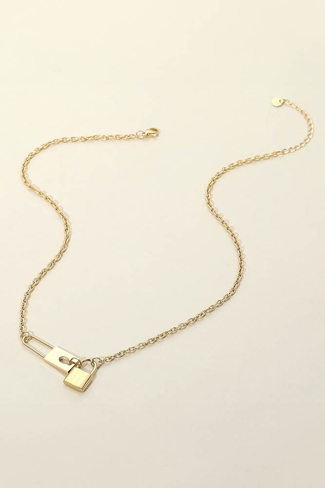 WONA Secret Box Stainless Steel Lock Link Necklace