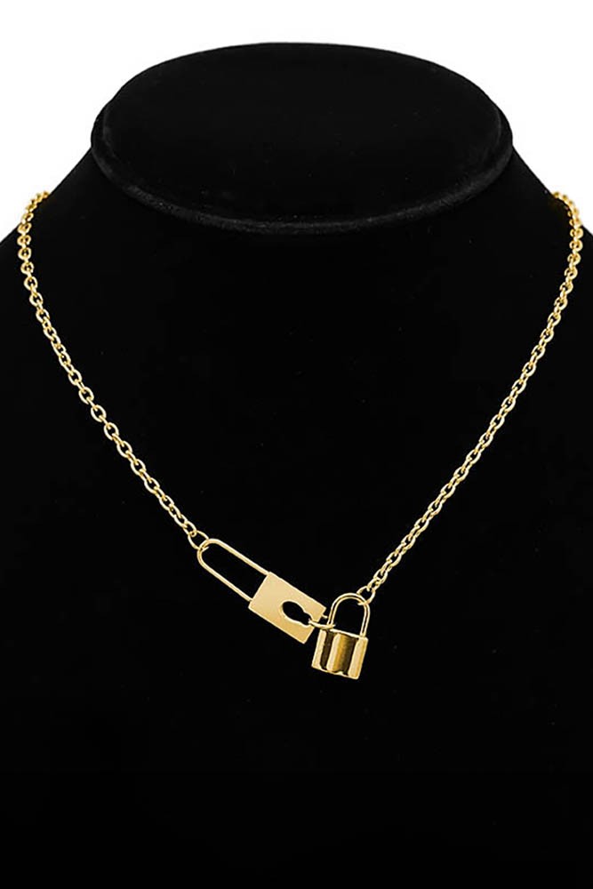 WONA Secret Box Stainless Steel Lock Link Necklace