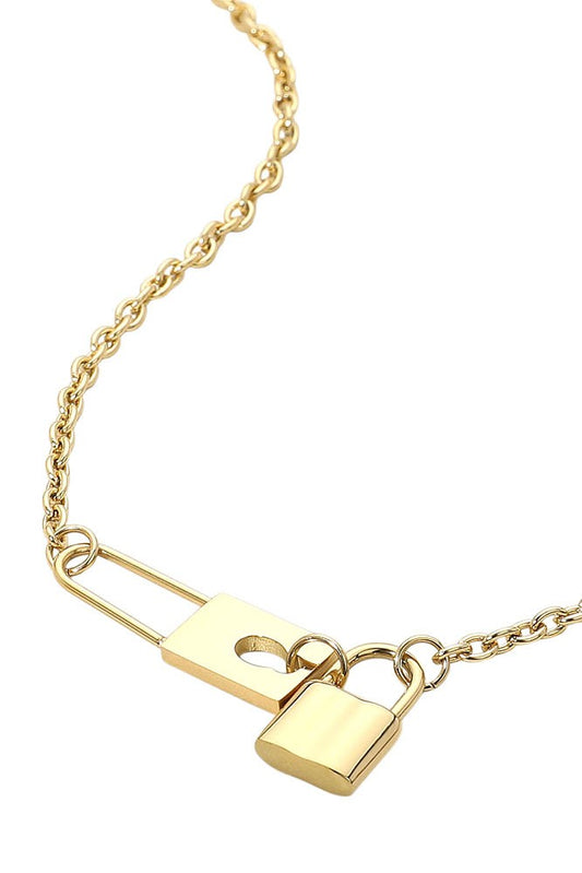 WONA Secret Box Stainless Steel Lock Link Necklace