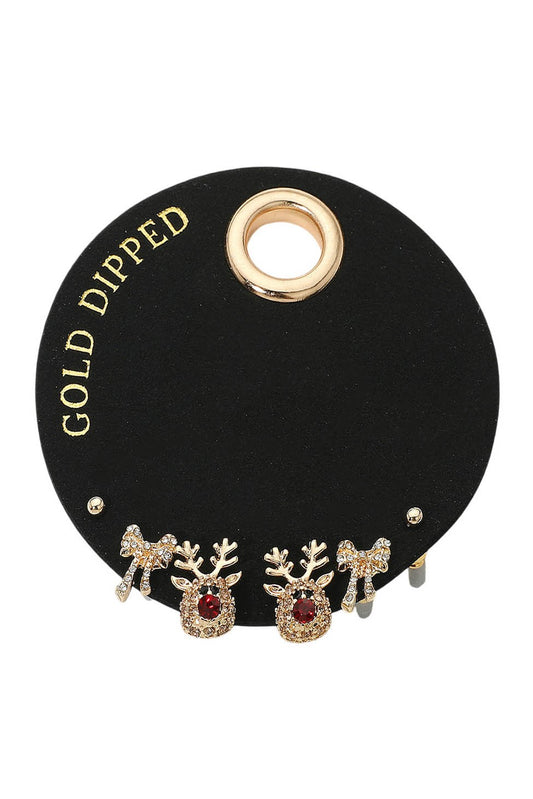 WONA Secret Box Embellished Reindeer Stud Earring Set