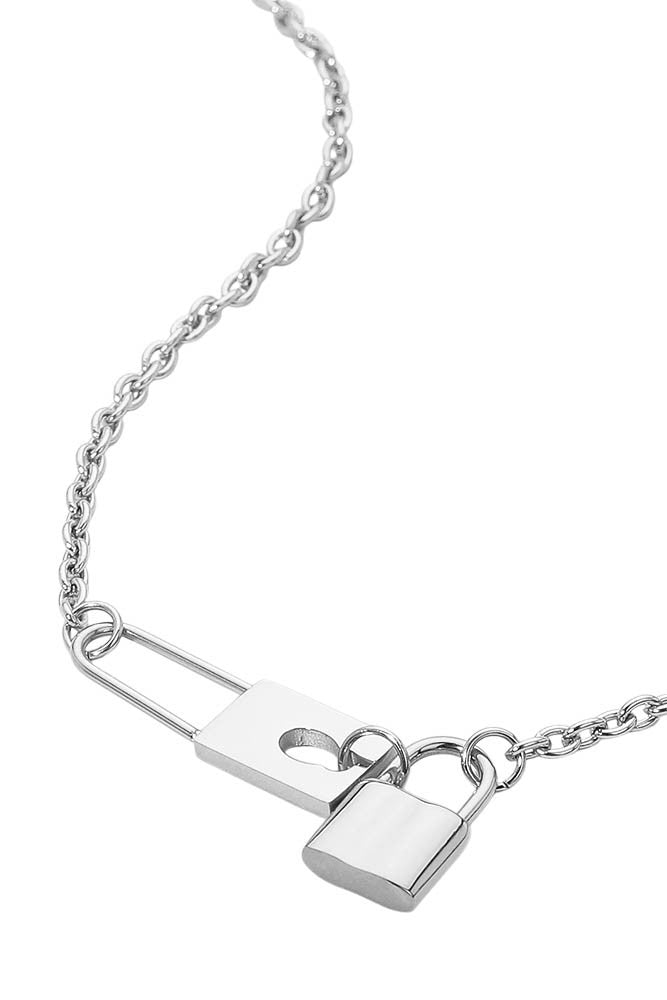 WONA Secret Box Stainless Steel Lock Link Necklace