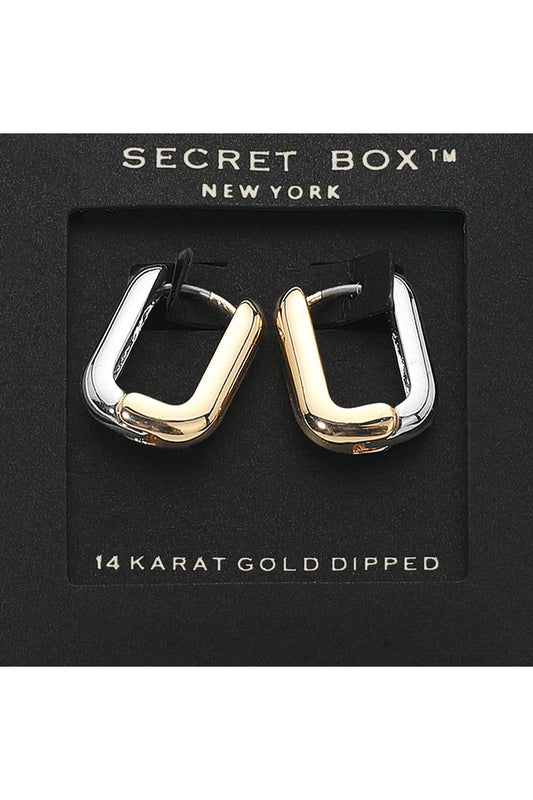 WONA Secret Box 14k Gold Two Tone Square Hoop Earrings