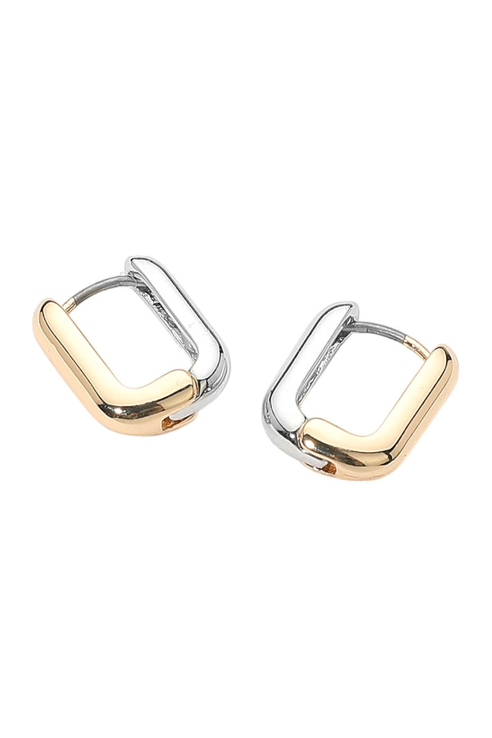 WONA Secret Box 14k Gold Two Tone Square Hoop Earrings