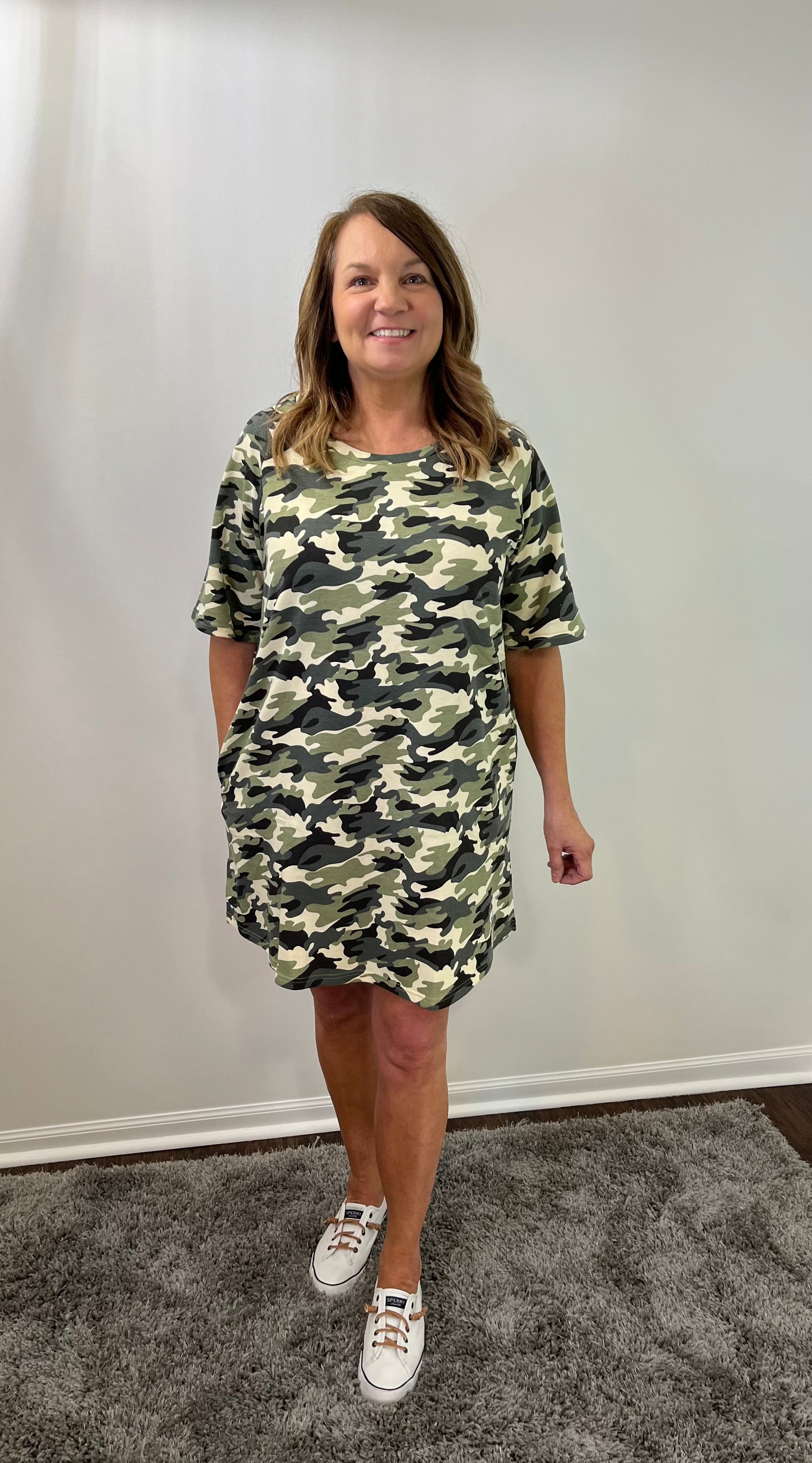 HEYSON Camo Short Sleeve Knit Dress