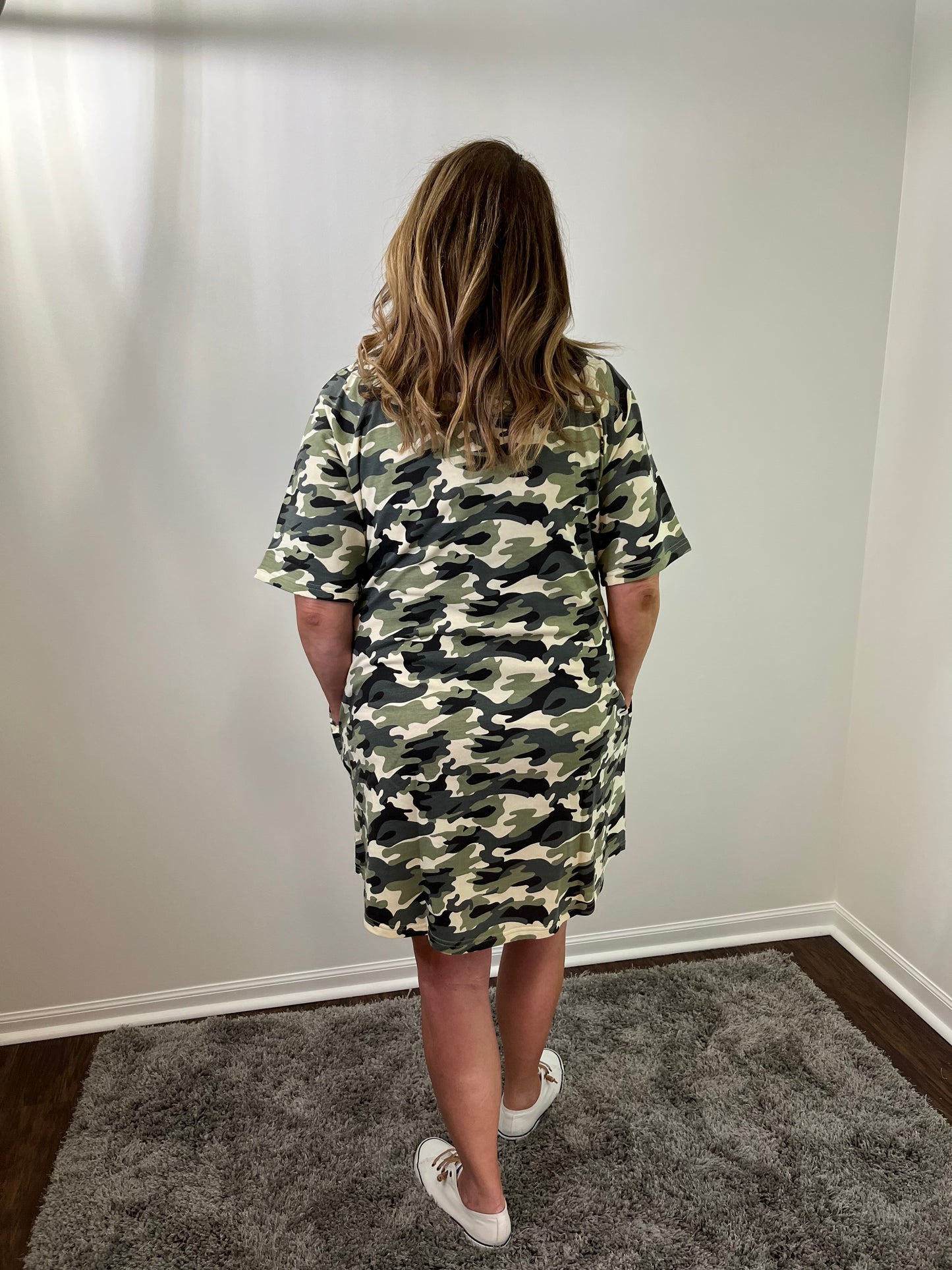 HEYSON Camo Short Sleeve Knit Dress